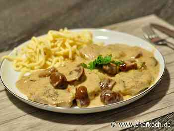 Schweinefilet mit Maronen und Porree in Sahnesoße