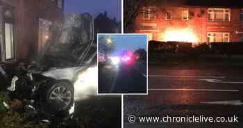 Manhunt under way for driver who smashed car into Longbenton house and fled scene