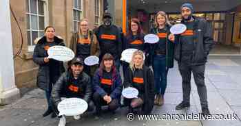Why there were people displaying shocking messages near Grey's Monument in Newcastle