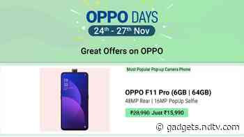 Oppo Days Sale Brings Discounts on Oppo F11 Pro, Oppo F11, Oppo F9, and More; Exchange Offers Also in Tow