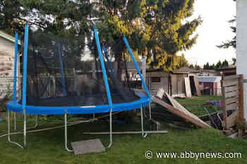 High speed weekend-winds in Abbotsford turn trampoline into backyard bulldozer