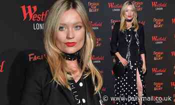 Laura Whitmore looks stylish in a polka dot thigh slit dres at the Fashion for Relief event