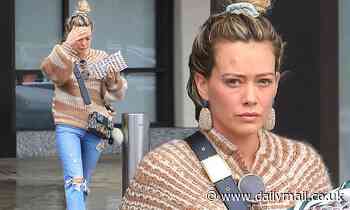Hilary Duff sports a cozy sweater as she stops by the nail salon for a manicure before Thanksgiving