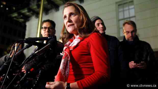 Freeland in D.C. to support a push to get the new NAFTA ratified, agreement close sources say