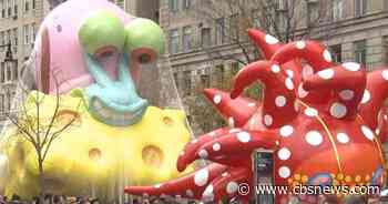 Balloons readied for Macy's Thanksgiving Day Parade in New York City