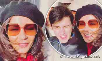 Catherine Zeta-Jones and her son Dylan Douglas get front row seat to the Macy's Thanksgiving Parade