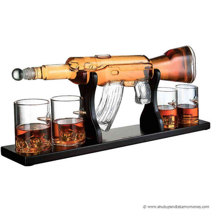 Gun Decanter With Bullet Whiskey Glasses