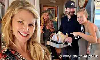 Christie Brinkley laughs it up with children Jack and Sailor Brinkley-Cook on Thanksgiving