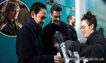 Game Of Thrones star Lena Headey serves coffee to shoppers waiting in line for Choose Love pop-up