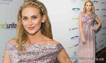 Stephanie Pratt slips her slender figure into a glittering pink gown as she attends charity gala