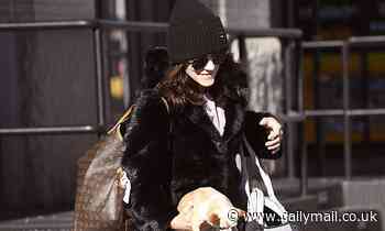Katharine McPhee braves the NYC cold as she walks to Broadway ahead of Waitress performance
