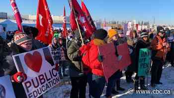 Hundreds protest public service cuts at UCP convention in Calgary