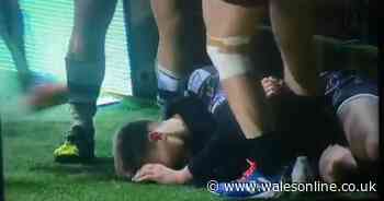 The moment Welsh rugby full-back crashes into concrete wall in valiant attempt to prevent a try