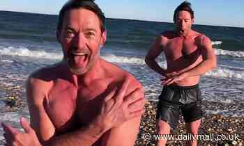 Hugh Jackman braves the freezing weather for two-minute ocean dip on Deborra-Lee Furness's birthday