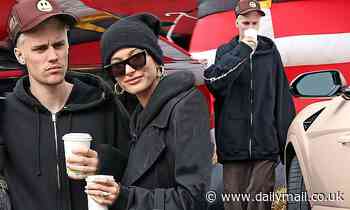 Justin Bieber looks grumpy as he joins wife Hailey Christmas tree shopping in Hollywood