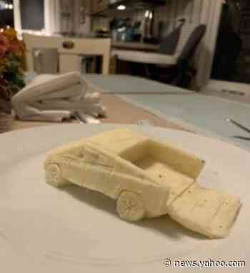 A man sculpted a Tesla Cybertruck out of mashed potatoes on Thanksgiving and the internet loves it