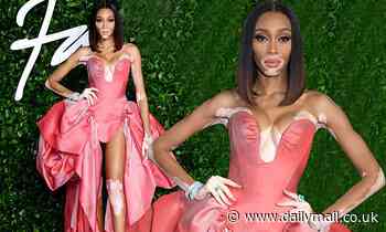 British Fashion Awards 2019: Winnie Harlow puts on a daring display in a pink puff-ball dress 