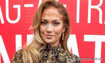 Jennifer Lopez models a gold-and-black dress to talk up Hustlers as awards season kicks off