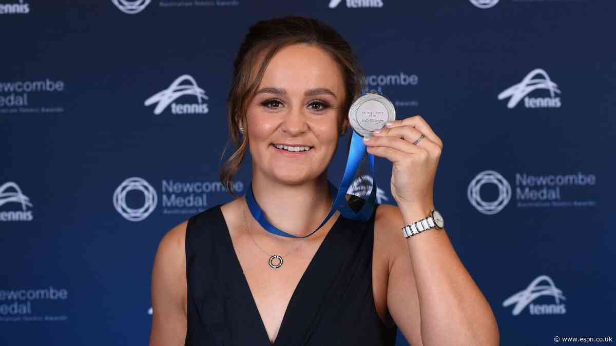 Ash Barty claims third straight Newcombe Medal