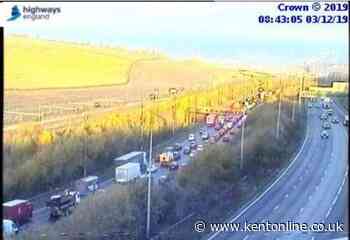 Motorcyclist in hospital as crash causes 10-mile queues