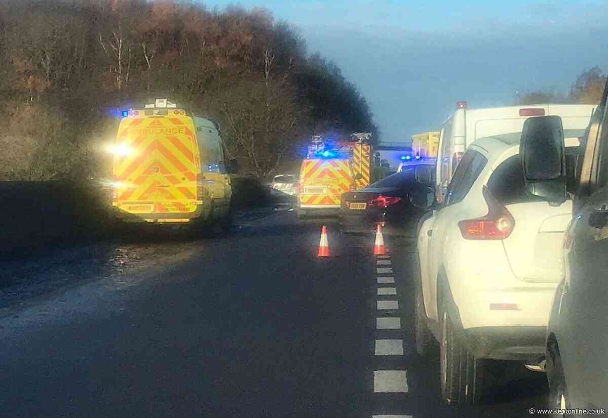 Two hospitalised in four-car crash on M2