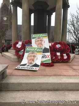Election posters dumped on Lurgan war memorial attacked by vandals