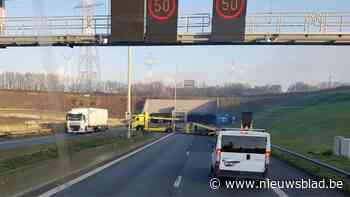 Bestuurders moeten zwaar in de remmen voor vrachtwagen die vlak voor tunnel gevaarlijke U-bocht maakt