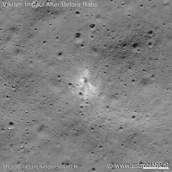 Plek waar de Vikramlander op de maan crashte gevonden door de Lunar Reconnaissance Orbiter