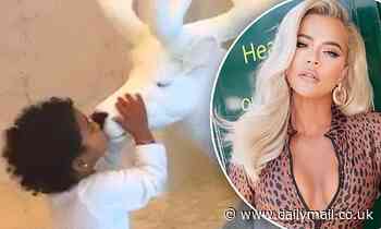 Khloe Kardashian shows off her lavish Christmas decorations to fascinated daughter True