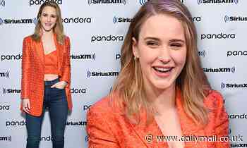 Rachel Brosnahan charms in ab-baring orange ensemble at SiriusXM with the Marvelous Mrs. Maisel cast