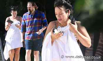 Lily Allen and boyfriend David Harbour relax poolside in Miami