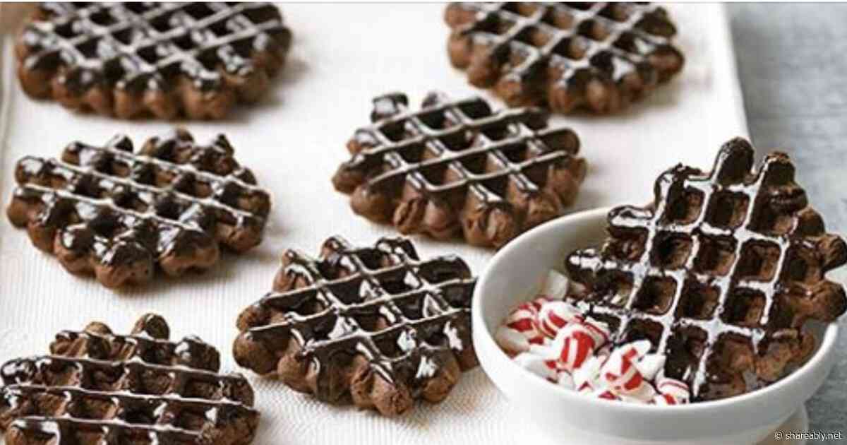 These easy chocolate peppermint waffle cookies are a perfect holiday treat guests will love