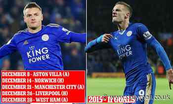 Can Jamie Vardy break his own record of goals in consecutive games?