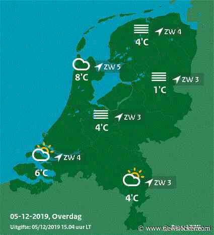 Bewolkt en lokaal mist. Morgen regen