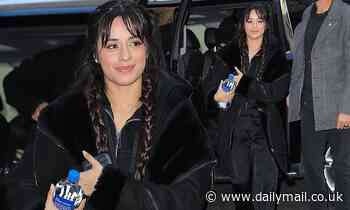 Camila Cabello cuts a casual yet chic figure in a shearling coat and satin trousers 