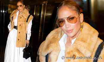 Jennifer Lopez is a vision of cool in fur vest coat