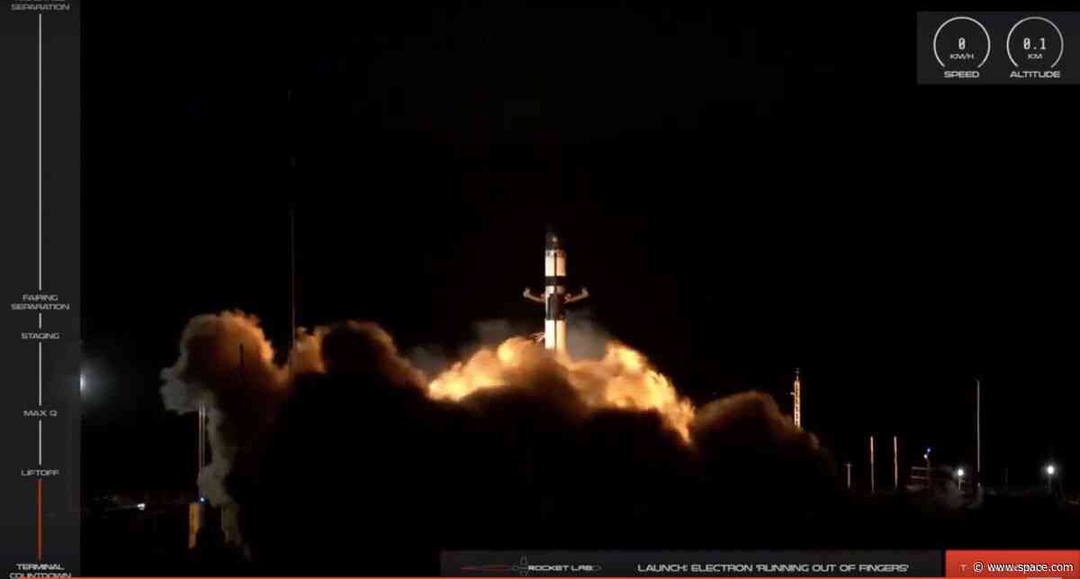 Rocket Lab Launches 7 Satellites, Guides Booster Down toward Earth