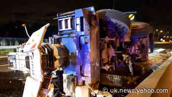 M25 closed after crane overturns across both carriageways