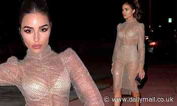 Olivia Culpo brings the heat as she flashes nude bra and underwear in completely sheer dress