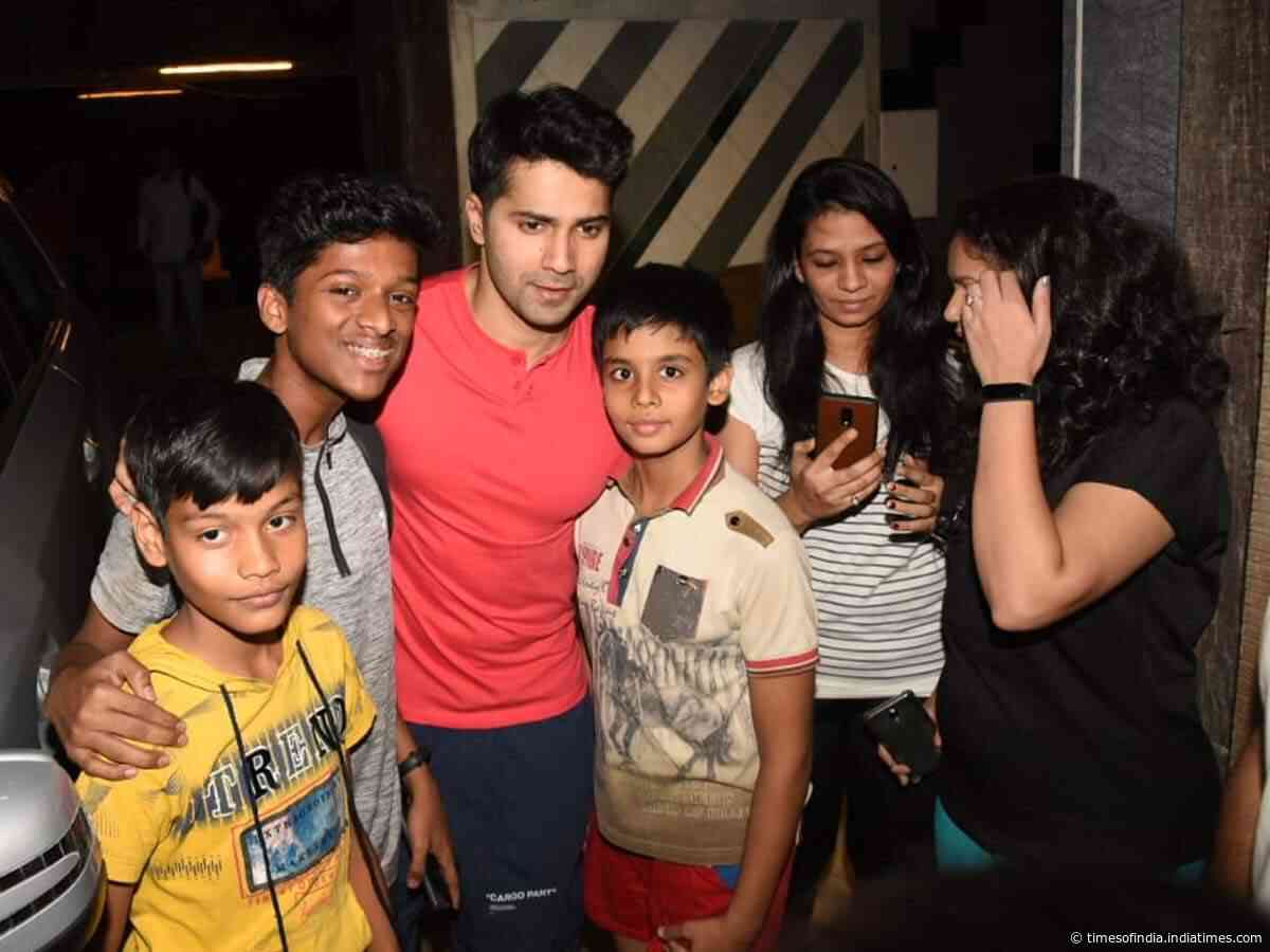 Varun poses for pics with his fans outside gym