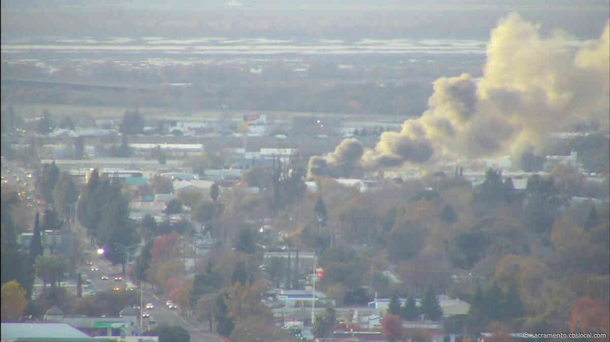 Firefighters Battling Fire At Junk Car Lot In West Sacramento