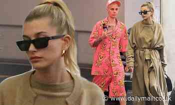 Hailey Bieber opts for comfort in laidback taupe set and coat with husband Justin Bieber in LA