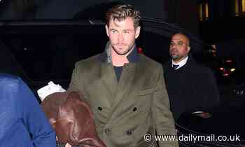 Chris Hemsworth arrives at NY hotel after filming Hugo Boss ad