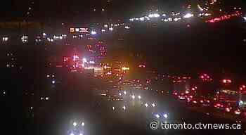 Collision on Highway 401 sends two children to trauma centre