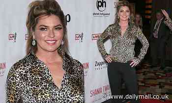 Shania Twain rocks leopard print for the grand opening of her Las Vegas residency