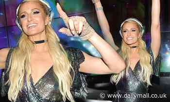 Paris Hilton ensures she's the centre of attention  in a shimmering dress at glitzy Miami bash 