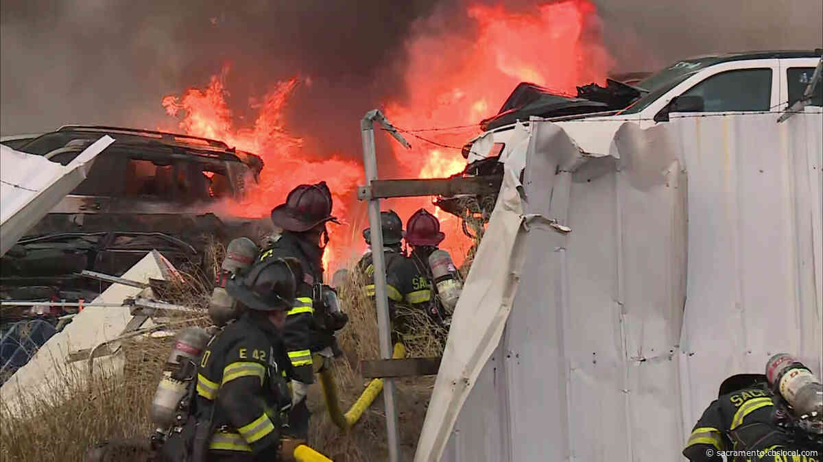 50-Vehicle Fire Burns For Hours At West Sacramento Junkyard