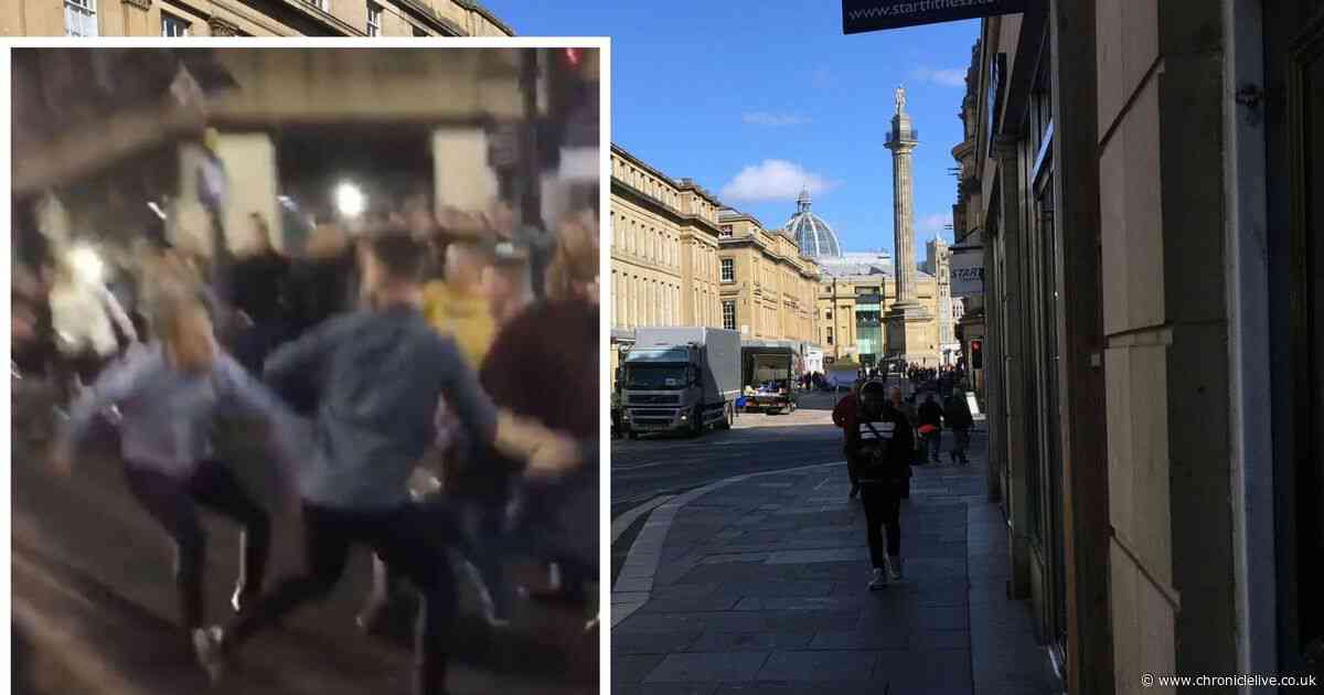 Violent brawl stops traffic in Newcastle city centre after Anthony Joshua fight