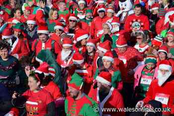 Hundreds of Santas and elves take over Cardiff city centre