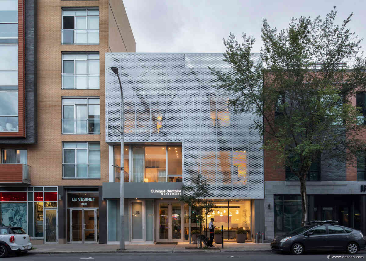 Perforated panels conceal apartments above Montreal dental clinic by Paul Bernier Architecte